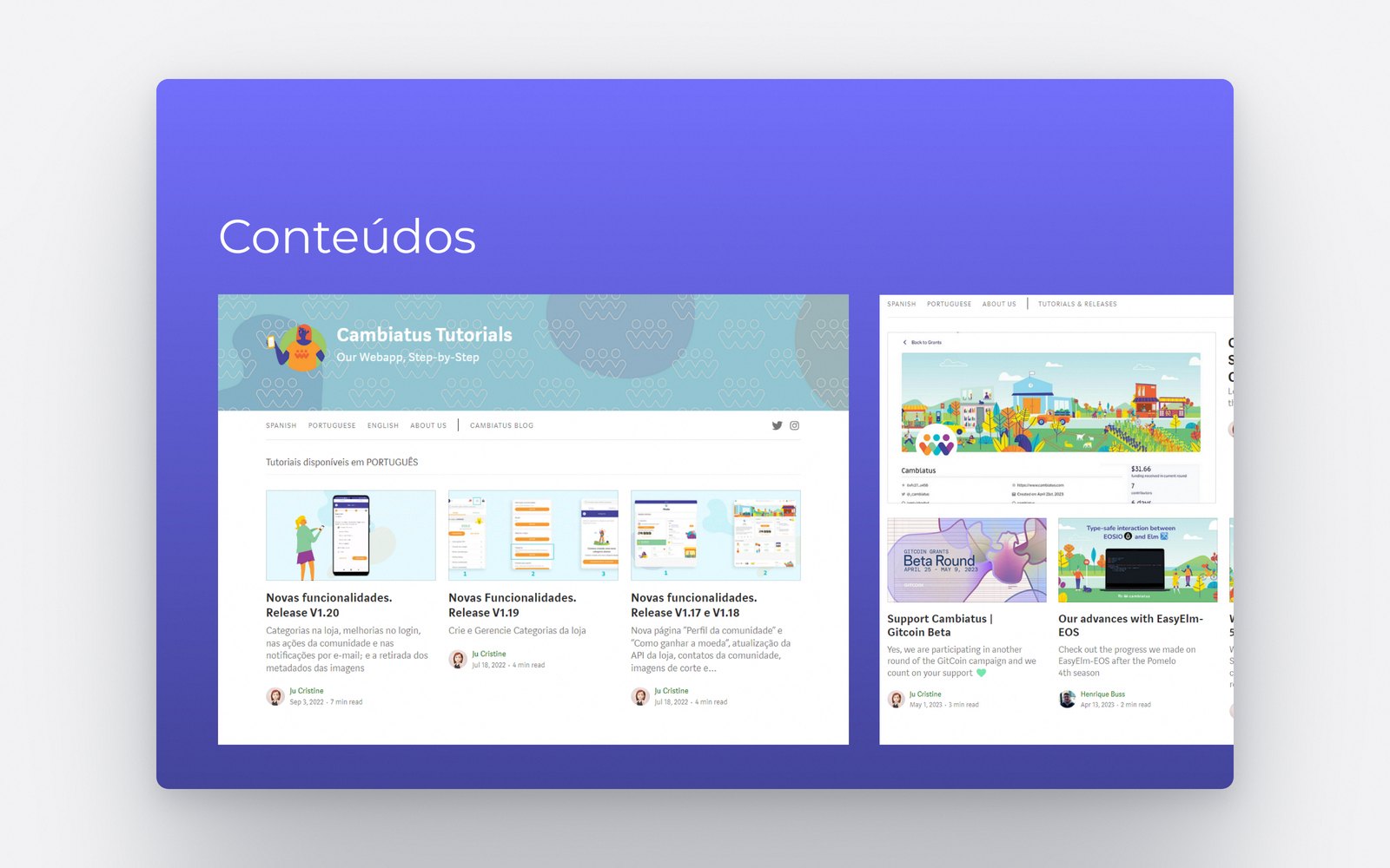 Conteúdos: tutoriais de uso e novidades do app no Medium